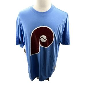 Mitchell & Ness Philadelphia Phillies Retro Logo Blue Tee Shirt Mens Large NEW
